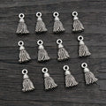 Small Sculpted Tassel Charms in Antique Silver for Jewelry Making view 2