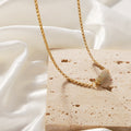 Gold Chain Necklace With Cylindrical Natural Stone Bead view 7