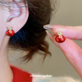 Gold Red Fortune Bag Necklace and Stud Earrings Variants view 3