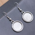 Round Cabochon Tray Dangle Earrings in Two Antique Finishes view 8