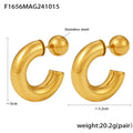 Chunky C-Shape Hollow Hoop Earrings Gold Silver Ball Posts view 7