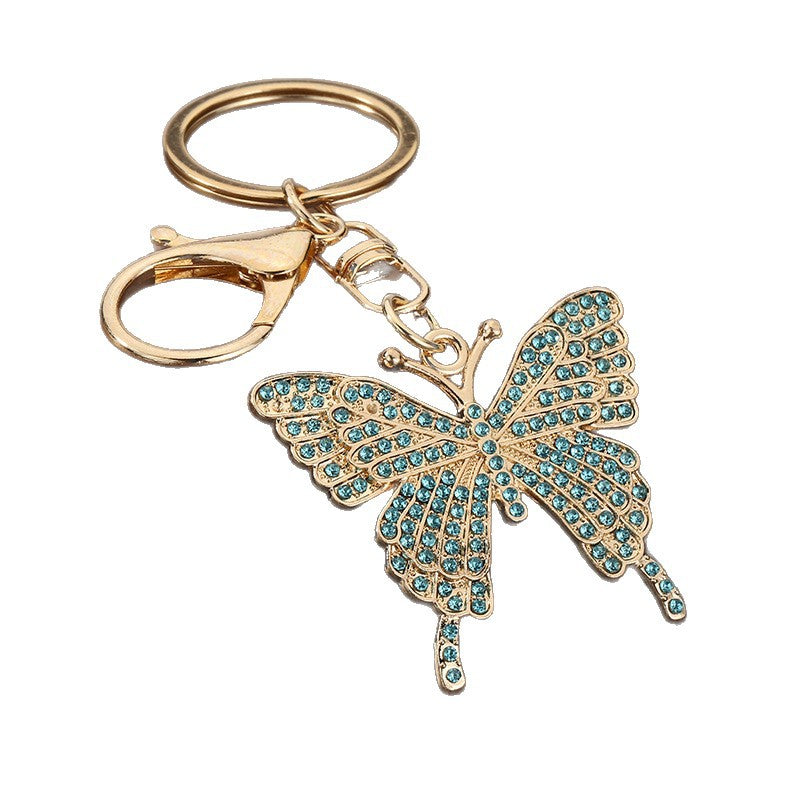 Colorful Rhinestone Butterfly Alloy Keychain Bag Charm Gift