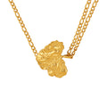 Dual Chain Textured Leaf Pendant Necklace Gold Or Steel view 5