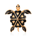 Black Gold Tone Sea Turtle Enamel Metal Brooch Pin view 1
