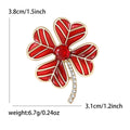 Striped Enamel Four Leaf Clover Brooch in Three Colors view 5