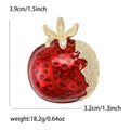 Red Pomegranate Brooch With Decorative Crystal And Enamel Details view 5