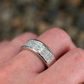 White Metal Three-Row Princess Cut Band Ring Sizes 6-10 view 3