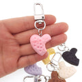 Silver Tone Pitted Heart Clip Keychains in Six Colors view 2