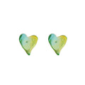 Blue Green Yellow Gradient Heart Stud Earrings Resin view 5