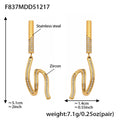 Long Crystal Wave Drop Earrings in Polished Gold Tone view 6