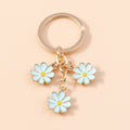 Enamel Daisy Flower Keychain with Three Charms on Split Key Ring view 6