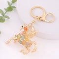 Gold Pegasus Keychain Multicolor Cat Eye Stones Rhinestones view 5