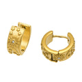 Gold Sun Moon Star Embossed Huggie Hoop Earrings Zircon view 5