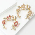 Pearl Cherry Blossom Open Wreath Brooch Gold Tone Pin view 3