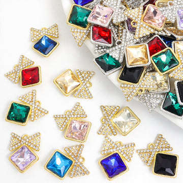 Star Frame Square Crystal Metal Charms, 20 Colorways