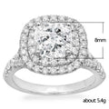 Round Cluster Halo Crystal Ring in Polished Metal Jewelry view 5