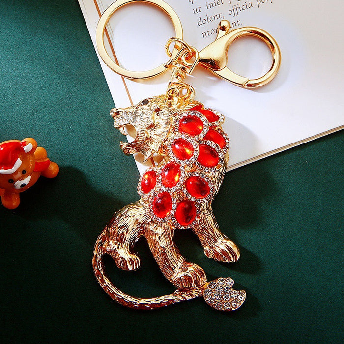 Cat Eye Leopard Keychains With Red or Peacock Green Stones