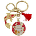Red Thousand Fortune Cat Koi Tassel Metal Keychain Pair view 5