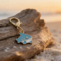 Teal Cartoon Shark Enamel Keychain Gold Lobster Clasp view 4