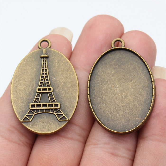 Eiffel Tower Oval Cabochon Pendant Setting Jewelry Making Component