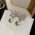 Gold Tone Floral Branch And Pearl Drop Stud Earrings view 6