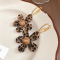 Leopard Acetate Flower Drop Hoop Earrings Jewelry Pair view 6