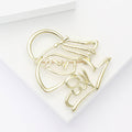 Minimal Wire Portrait Brooch in Gold and Silver Tones view 3