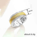 Two-Tone Wide Band Ring with Gold Pavé Center Rows view 4
