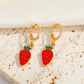 Gold Tone Enamel Fruit and Dinosaur Huggie Drop Earrings in Seven Designs view 4