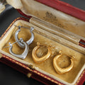 Pointed U Hoop Earrings Diagonal Rib Texture Metal view 2