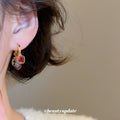Pair of Metal Tone Multicolor Beaded Mini Hoop Earrings view 4