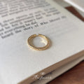 Gold Tone Hammered Texture Open Adjustable Band Ring view 6