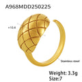 Quilted Dome Open Ring Gold Steel Lattice Texture Size 7 view 7