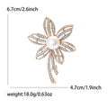 Pearl Crystal Flower Brooch With Polished Metal And Sculpted Decorative Details view 4