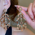 Ornate Pink Crystal Chandelier Drop Earrings Jewelry Design view 1