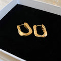 Sculpted Square Hoop Earrings in Gold and Silver Tone view 7