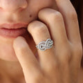 Clear Stone Infinity Knot Statement Ring In Silver Tone view 3