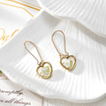 Gold Tone Heart-Shaped Pressed Flower Drop Earrings in Seven Designs view 9