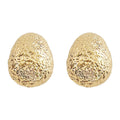 Gold Textured Egg Stud Earrings Matte Pebble Surface view 5