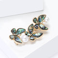 Abalone Shell Three Butterfly Brooch Pearls Gold Tone view 3