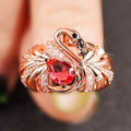 Rose Gold Tone Swan Pink Teardrop Stone Pavé Finger Ring view 2