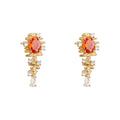 Gold Orange Zircon Oval Drop Earrings Pair Jewelry view 5