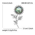 Iridescent Shell Sunflower Brooch With Silver Tone Stem view 6