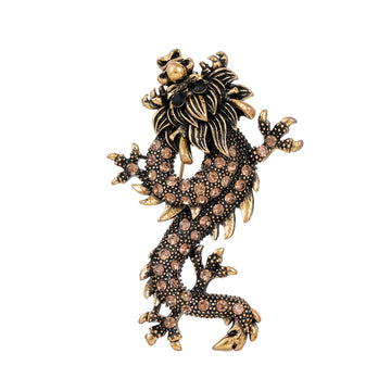 Black Gold Tone Dragon Crystal Five Designs Metal Brooch Pin 3.7 x 5.7 cm 3.7 x 5.7 cm