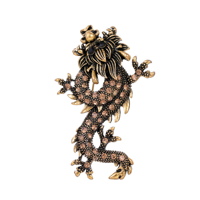 Black Gold Tone Dragon Crystal Five Designs Metal Brooch Pin 3.7 x 5.7 cm 3.7 x 5.7 cm