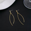 Gold Tone Crossing Wire Minimalist Long Stud Earrings view 6