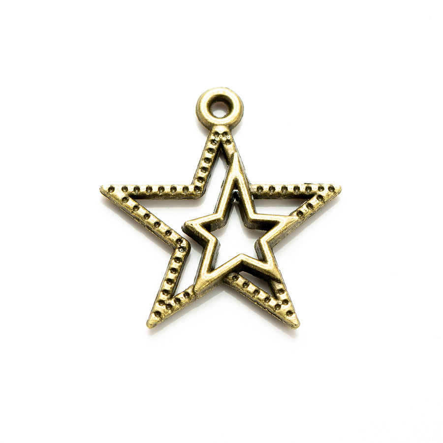 23x21mm Hollow Double Star Alloy Charm Pendant