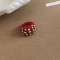Resin Chunky Rings and Open Cuffs with Silver Studs or Rhinestones view 1