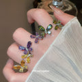 Silver Tone Dual Butterfly Crystal Open Ring 2 Colors view 2