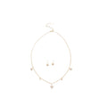 Gold Pearl Flower Station Necklace and Matching Stud Set view 5